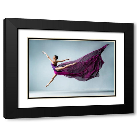 Dance In Purple Black Modern Wood Framed Art Print with Double Matting by Suharini, Mieke