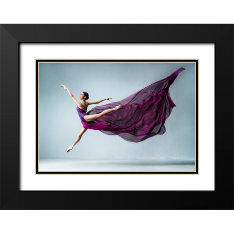 Dance In Purple Black Modern Wood Framed Art Print with Double Matting by Suharini, Mieke