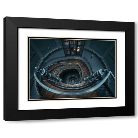 Swirl Black Modern Wood Framed Art Print with Double Matting by Derangowski, Lukasz