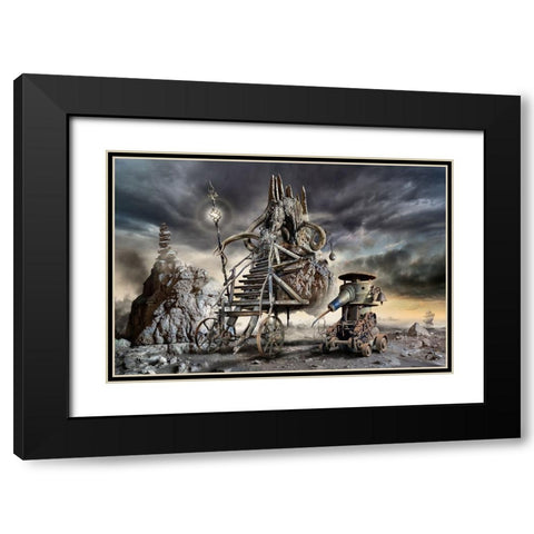 Double Team In The World Of Darkness Black Modern Wood Framed Art Print with Double Matting by Penchev, Radoslav