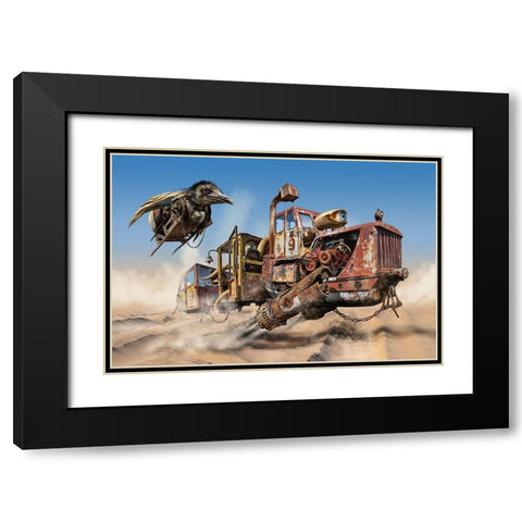 Desert Convoy Black Modern Wood Framed Art Print with Double Matting by Penchev, Radoslav