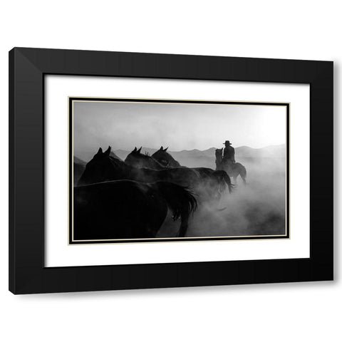 horses Black Modern Wood Framed Art Print with Double Matting by Bilgin, Zuhdu