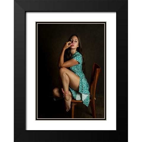 Sonya Black Modern Wood Framed Art Print with Double Matting by Rise, Zachar