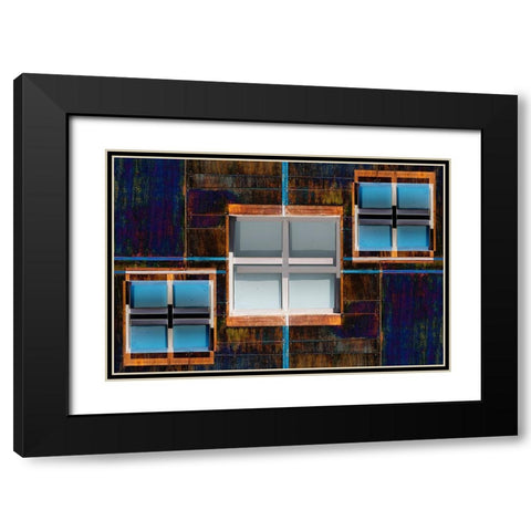 Windows Composition 6 Black Modern Wood Framed Art Print with Double Matting by Domont, Jois