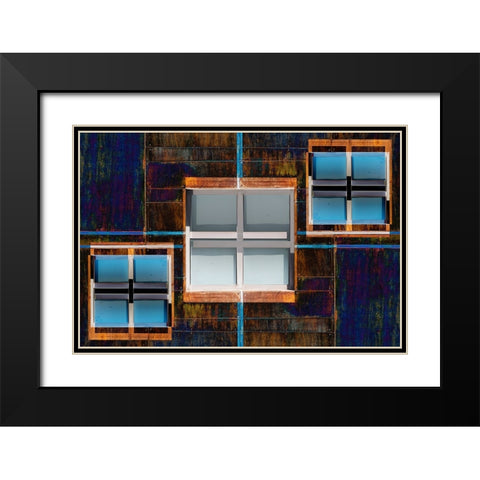 Windows Composition 6 Black Modern Wood Framed Art Print with Double Matting by Domont, Jois
