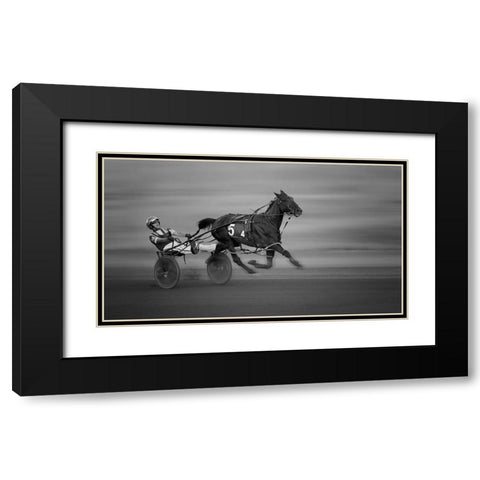 Racing Black Modern Wood Framed Art Print with Double Matting by Aamp Wei, Shi