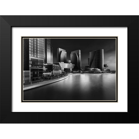 Al Mariyah Island Black Modern Wood Framed Art Print with Double Matting by Mathew, Jobin