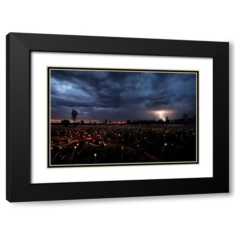 Lightning Crashes Black Modern Wood Framed Art Print with Double Matting by Sowter, Ashley