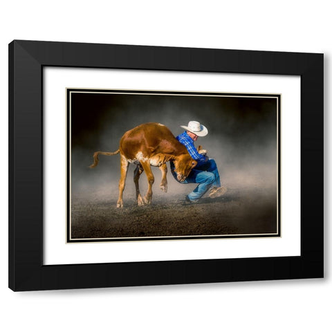 Wrestling Down Black Modern Wood Framed Art Print with Double Matting by Ma, Frank