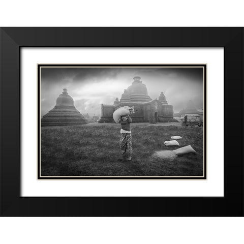 Myanmar Black Modern Wood Framed Art Print with Double Matting by Gustafson Pro, Clas