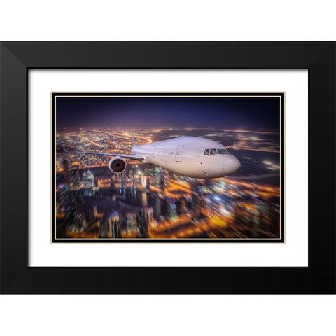 Nightflight Black Modern Wood Framed Art Print with Double Matting by Egger, Marcel