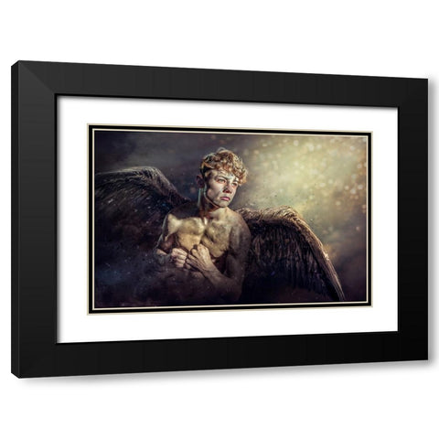 Fallenangel Black Modern Wood Framed Art Print with Double Matting by Egger, Marcel