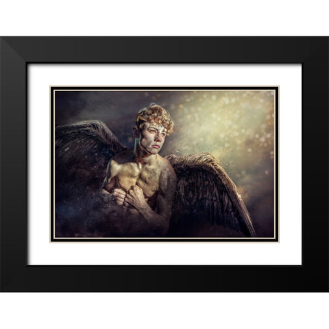 Fallenangel Black Modern Wood Framed Art Print with Double Matting by Egger, Marcel
