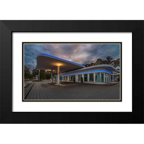 Gas Station Black Modern Wood Framed Art Print with Double Matting by Gunther, Hans