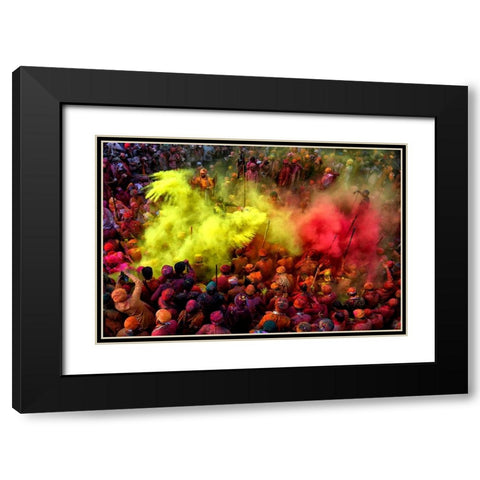 Yellow Vibes Black Modern Wood Framed Art Print with Double Matting by Das, Avishek