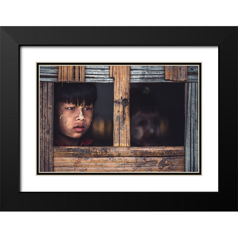 Look Through The Window Black Modern Wood Framed Art Print with Double Matting by Tagliarino, Marco