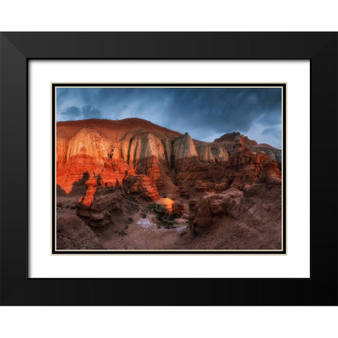 Yurt In The Canyon Black Modern Wood Framed Art Print with Double Matting by Xu, Mei
