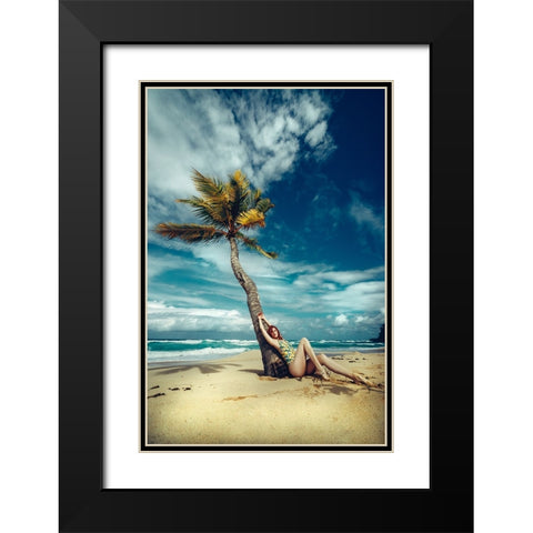 All I need is a palm tree and a cool breeze Black Modern Wood Framed Art Print with Double Matting by Bolgov (Axe), Ruslan