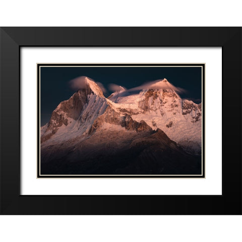 Huandoy Peaks Black Modern Wood Framed Art Print with Double Matting by Nienartowicz, Karol
