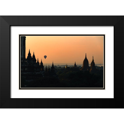 Sunrise in Bagan Black Modern Wood Framed Art Print with Double Matting by Tagliarino, Marco