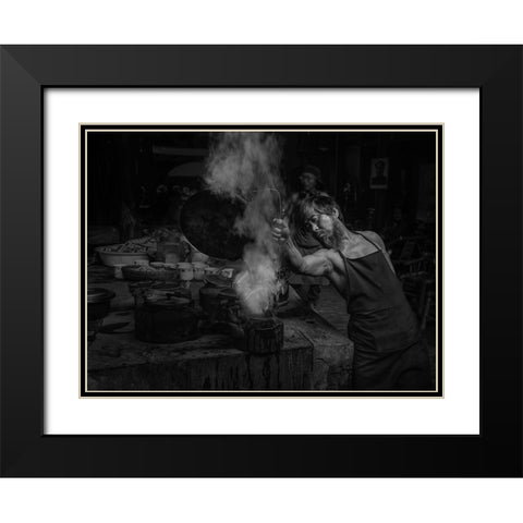 Tea Master Black Modern Wood Framed Art Print with Double Matting by Zeng, Jiahong