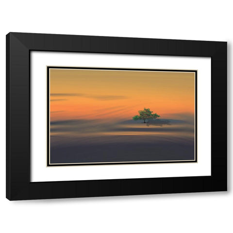Alone Black Modern Wood Framed Art Print with Double Matting by Zielinska, Barbara
