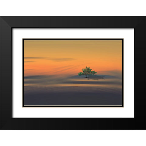 Alone Black Modern Wood Framed Art Print with Double Matting by Zielinska, Barbara