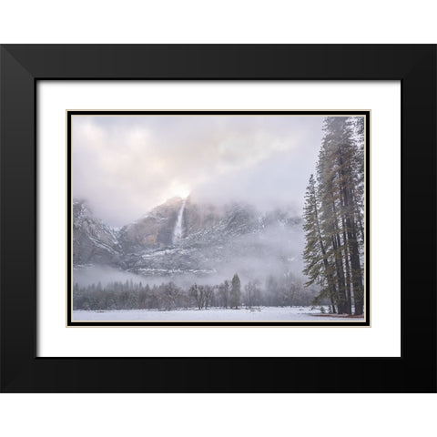 Yosemite Falls Black Modern Wood Framed Art Print with Double Matting by Iqbal, Syed