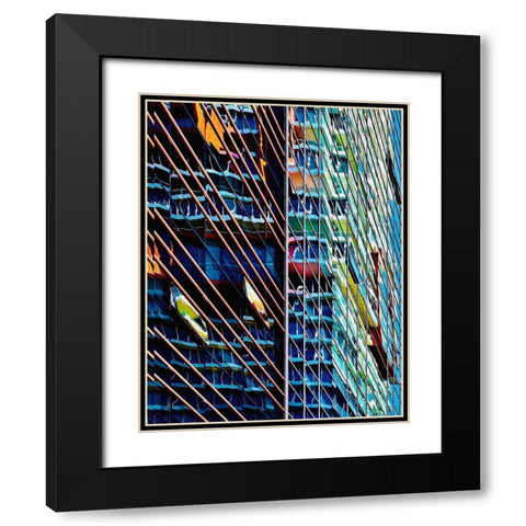 Reflections in glass - Ramat Gan Black Modern Wood Framed Art Print with Double Matting by Orbach, Arnon