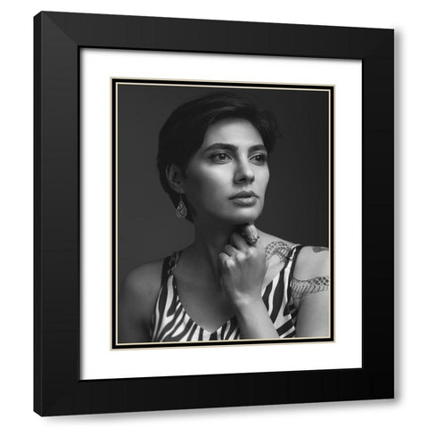 Maria Black Modern Wood Framed Art Print with Double Matting by Shiki, Shizuo