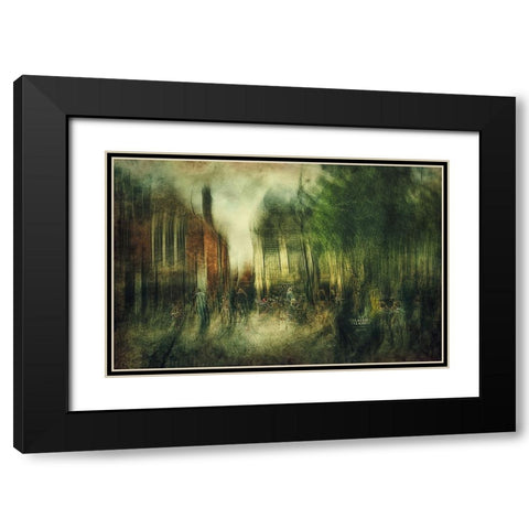 Gelateria Black Modern Wood Framed Art Print with Double Matting by Van Der, Jan