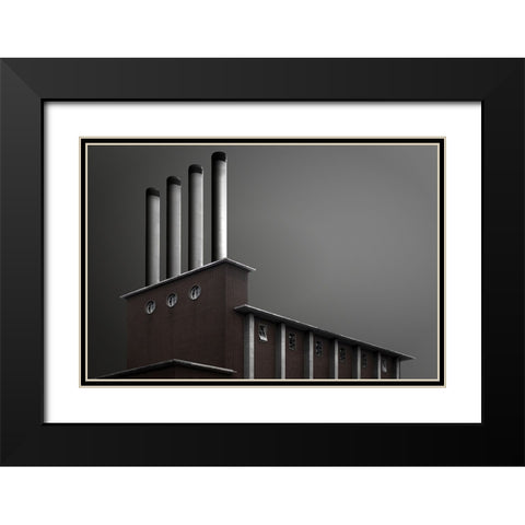Chimneys Black Modern Wood Framed Art Print with Double Matting by Endermann, Rolf