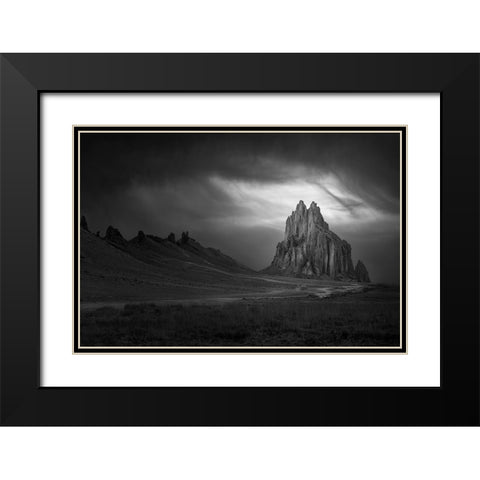 Ship Rock Black Modern Wood Framed Art Print with Double Matting by Ji, Shirley