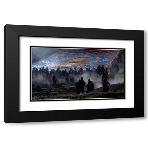 BuddhaS Love Is Boundless Black Modern Wood Framed Art Print with Double Matting by Nie, Yibing