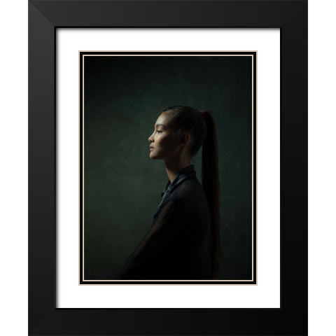 Annie Black Modern Wood Framed Art Print with Double Matting by Chai Telan, Thanakorn