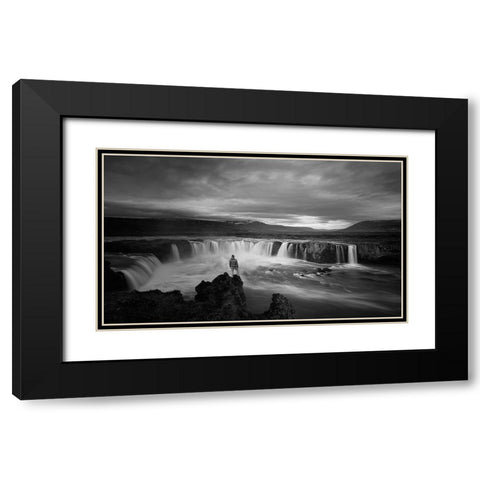 Godafoss Black Modern Wood Framed Art Print with Double Matting by Guo, David
