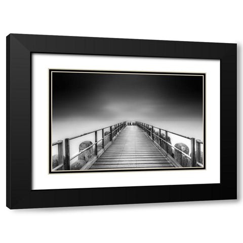West-Kapelle Pier Black Modern Wood Framed Art Print with Double Matting by Patrick, Boterman
