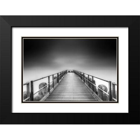 West-Kapelle Pier Black Modern Wood Framed Art Print with Double Matting by Patrick, Boterman