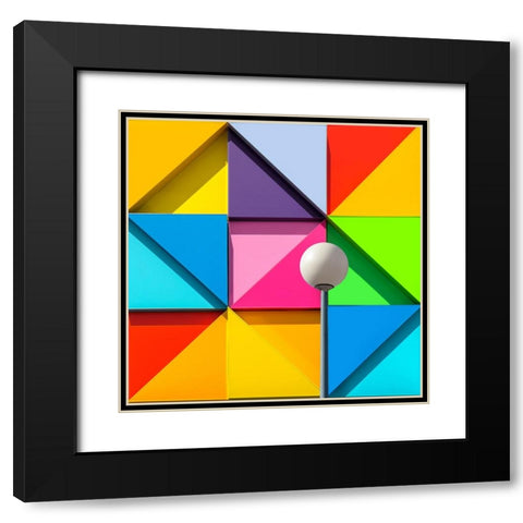 Geometry Colors Black Modern Wood Framed Art Print with Double Matting by Novillo, Alfonso
