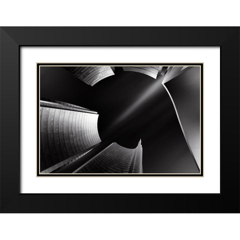 Metal Milan Downtown Black Modern Wood Framed Art Print with Double Matting by Parejo, Jose