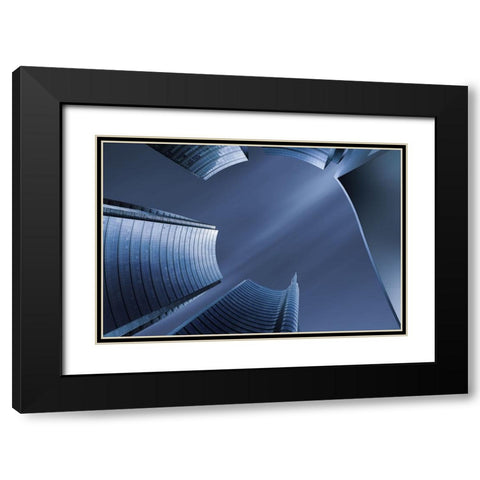 Blue Milano Black Modern Wood Framed Art Print with Double Matting by Parejo, Jose