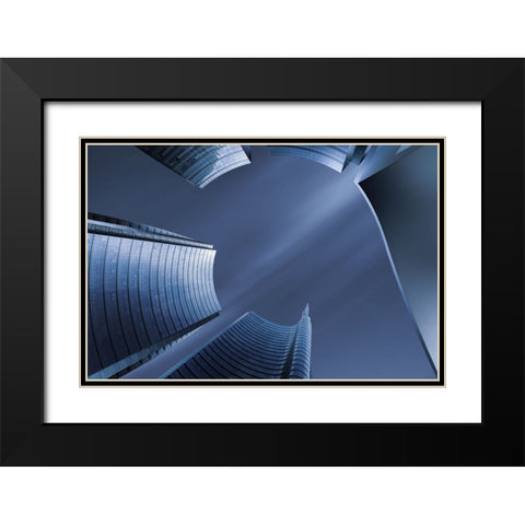 Blue Milano Black Modern Wood Framed Art Print with Double Matting by Parejo, Jose