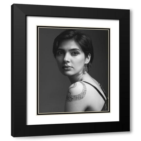 Maria Black Modern Wood Framed Art Print with Double Matting by Shiki, Shizuo