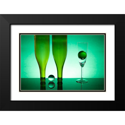 Green Glass 13 Black Modern Wood Framed Art Print with Double Matting by Yakubovitch, Azriel