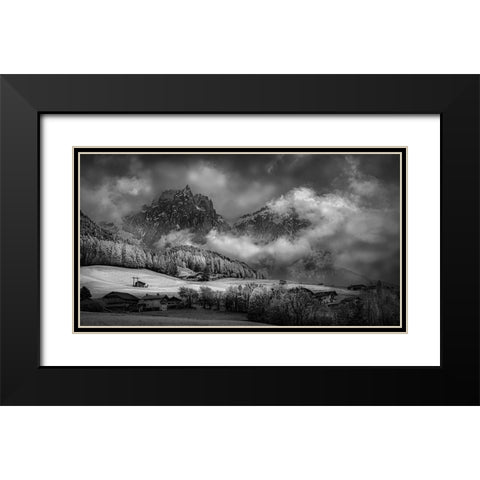 Foothills Black Modern Wood Framed Art Print with Double Matting by Zeng, Kenneth