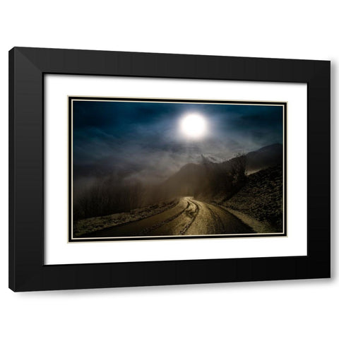 Mountain Road Black Modern Wood Framed Art Print with Double Matting by Baudot, Christophe