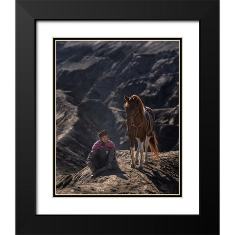 Waiting Black Modern Wood Framed Art Print with Double Matting by Mikael, Fira