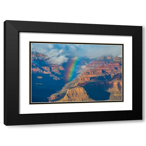 Rainbow Over Grand Canyon Black Modern Wood Framed Art Print with Double Matting by Xu, Kevin