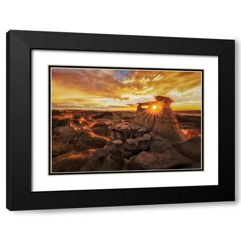 Bisti Badlands at Sunset Black Modern Wood Framed Art Print with Double Matting by Z, Leechee