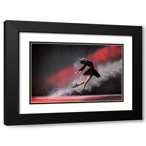 Ballerina Red n White Black Modern Wood Framed Art Print with Double Matting by Suhardjo, Lisdiyanto